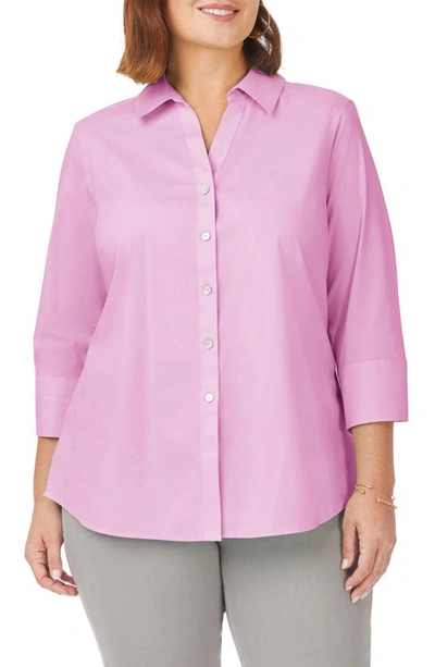 Foxcroft Mary Non-iron Stretch Cotton Button-up Shirt In Orchid Bouquet