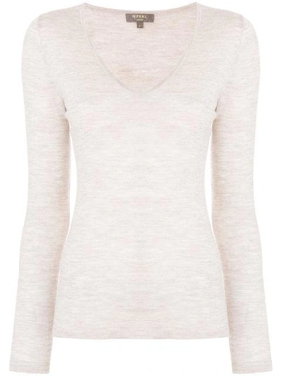 N•peal Super Fine Cashmere Sweater In Neutrals