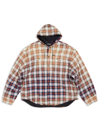 Balenciaga Check-pattern Bleached Shirt Jacket In Multicolore