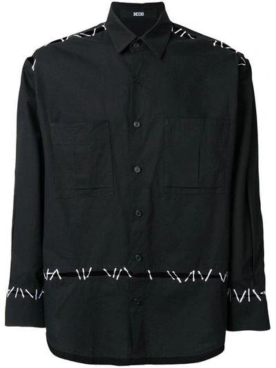 Ktz Pin Embroidery Shirt In Black