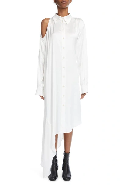 Acne Studios Cut-out Asymmetric Shirt Dress In White | ModeSens