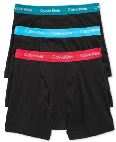 Calvin Klein Men's Cotton Classic Boxer Briefs 3-pack Nu3019 In Bright Blue, Kelp Green, Magenta