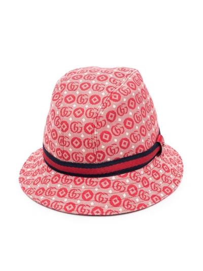 Gucci Kids' Monogram Jacquard Bucket Hat In Red