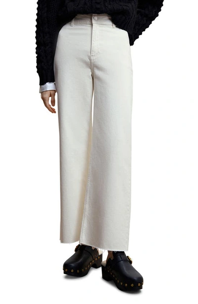 Mango Jeans Culotte High Waist Off White
