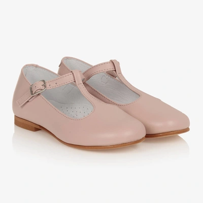 Beatrice & George Kids' Girls Pink Leather T-bar Shoes