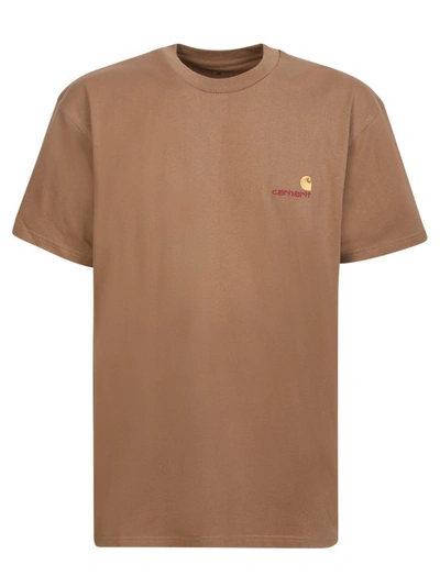 Carhartt The American Script Camel T-shirt In Brown