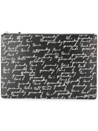 Givenchy Medium Print Coated Canvas Pouch - Black