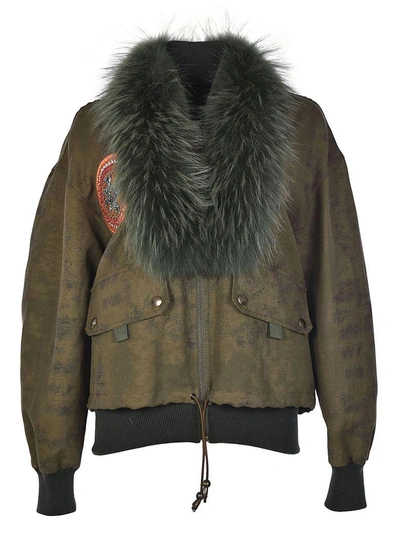Mr & Mrs Italy Fur Collar Bomber Jacket In Spotted