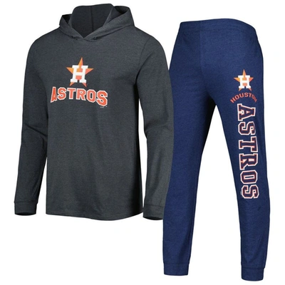 Concepts Sport Men's  Heather Navy And Heather Charcoal Houston Astros Meter Hoodie And Joggers Set In Heather Navy,heather Charcoal