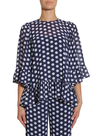 Michael Michael Kors Polka Dot Blouse In Blu