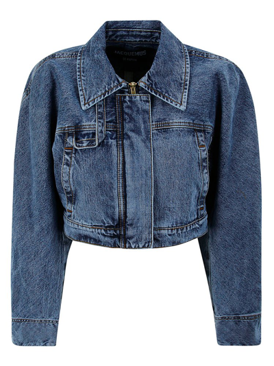 Jacquemus Nimes Meio Crop Denim Jacket In Blue