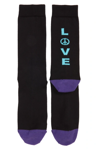 Paul Smith Scribble Crew Socks In Black/ Purple/ Blue