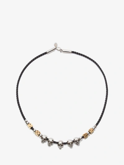 Alexander Mcqueen Skull And Dice Necklace In Black Mix