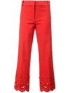 Derek Lam 10 Crosby Cropped Flare Trouser With Eyelet Embroidery - Red