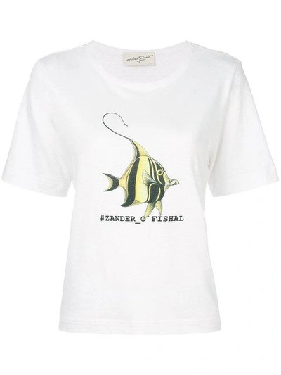 Antonia Zander Fish Print T-shirt  In White