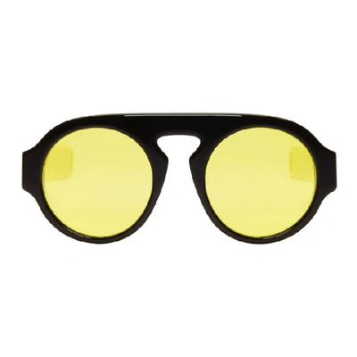 Gucci Eyewear Round Aviator-style Sunglasses - Black In 002 Black
