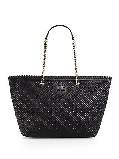 Tory Burch Marion Quilted Tote In Black | ModeSens