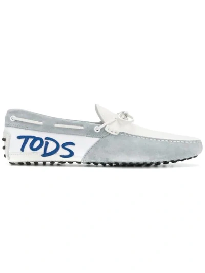 Tod's New Gommini Loafers In Silver-white