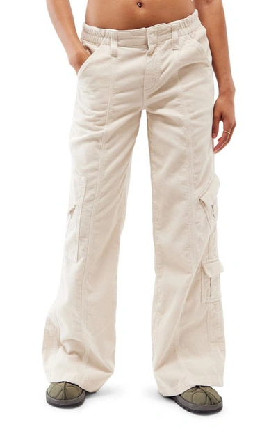 Bdg Urban Outfitters Y2k Low Rise Corduroy Cargo Pants In Cream