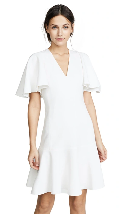 Giambattista Valli V Neck Short Sleeve Dress In Avorio