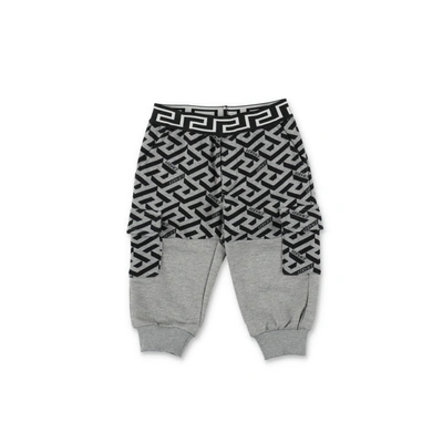 Versace Trouseraloni Grigio E Nero In Felpa Di Cotone Baby Boy