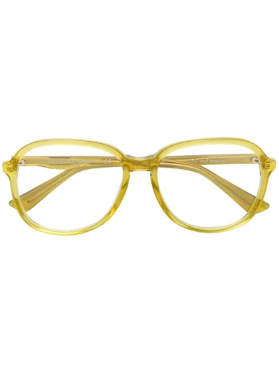 Gucci Round Oversized Glasses In Yellow & Orange