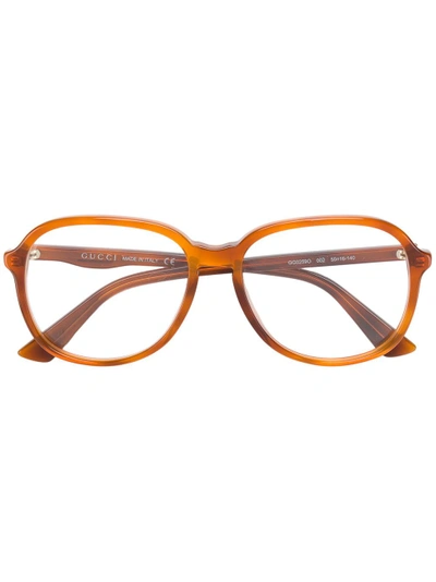 Gucci Oversized Round Glasses In Brown