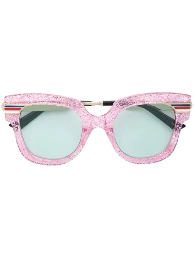 Gucci Eyewear Oversized Glitter Sunglasses - Pink