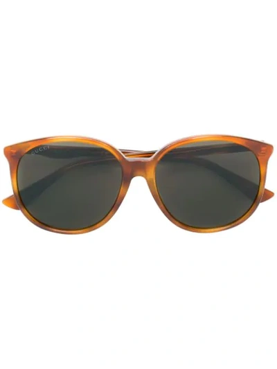Gucci Round Tinted Tortoiseshell Sunglasses In Yellow & Orange