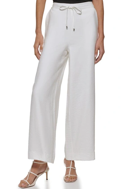 Dkny Women's Repeat Logo Track Pant With Pockets In White