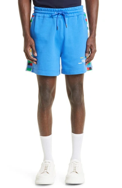 Missoni Sport Cotton Blend Sweat Shorts In Nebulas Blue/ Multi Heritage