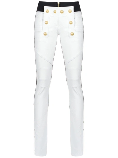 Andrea Bogosian Leather Skinny Trousers In White