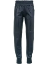 Andrea Bogosian Leather Jogging Trousers In Blue