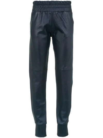 Andrea Bogosian Leather Jogging Trousers In Blue