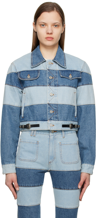 Andersson Bell Mahina Block Patchwork Denim Jacket In Blue