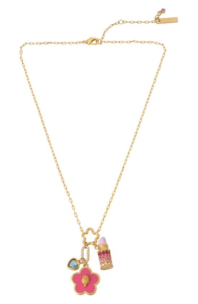 Kurt Geiger Mixed Charm Pendant Necklace In Pink