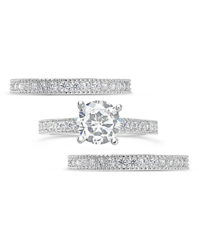 Sterling Forever Sterling Silver Brilliant Cz With 2 Bands