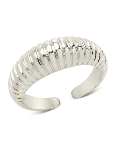 Sterling Forever Ribbed Open Bombe Ring In Silver