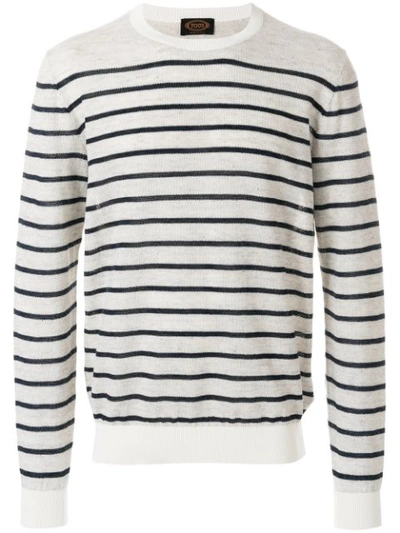 Tod's Striped Sweater In Luce/navy