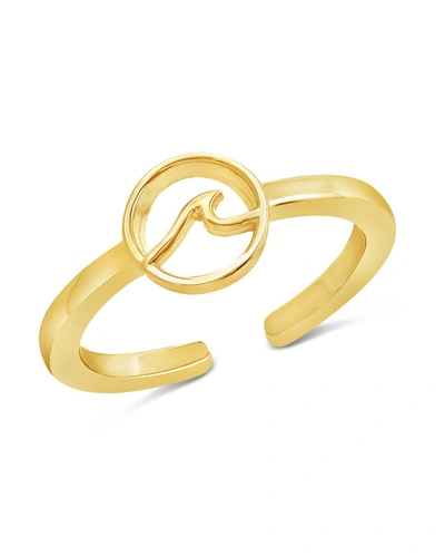 Sterling Forever Shine By  Sterling Silver Wave Open Band Ring In Gold