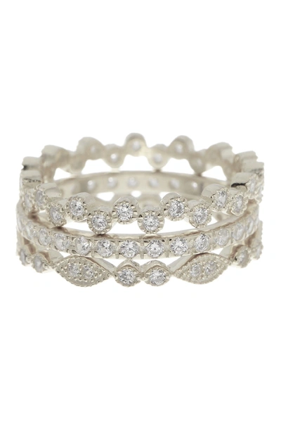 Sterling Forever Sterling Silver Cz Stackable Ring Set Of 3