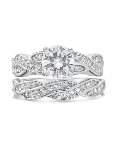 Sterling Forever Sterling Silver Round Cz Ring With Twist Band