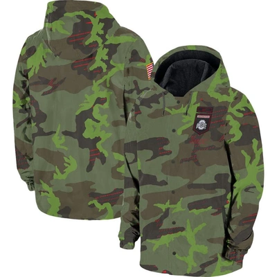 Nike Camo Ohio State Buckeyes Hoodie Full-snap Jacket In Camo,scarlet