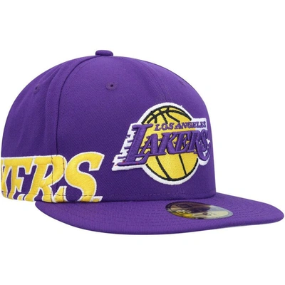 New Era Purple Los Angeles Lakers Side Arch Jumbo 59fifty Fitted Hat