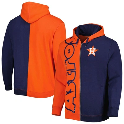 Mitchell & Ness Men's  Orange, Navy Houston Astros Fleece Full-zip Hoodie