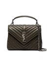 Saint Laurent Khaki Green Monogram Quilted Leather Shoulder Bag