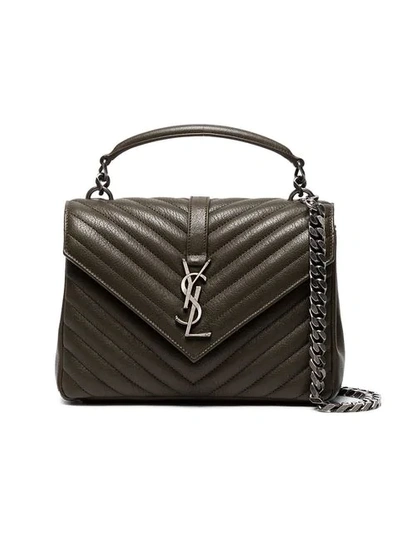 Saint Laurent Khaki Green Monogram Quilted Leather Shoulder Bag