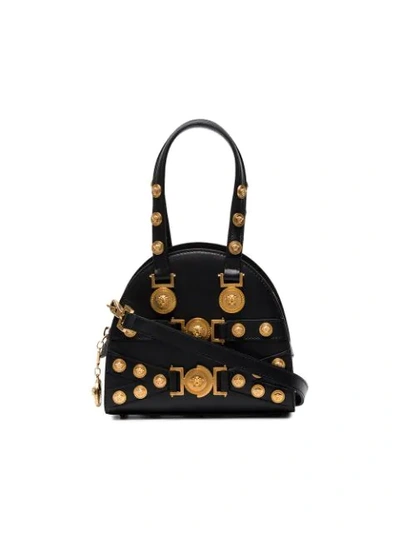 Versace Small Tribute Studded Leather Satchel - Black In Black