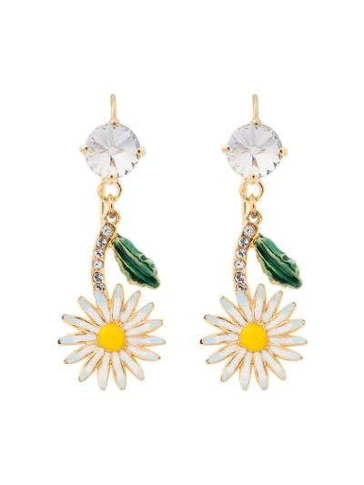 Miu Miu Daisy Earrings With Crystals In Multicolour