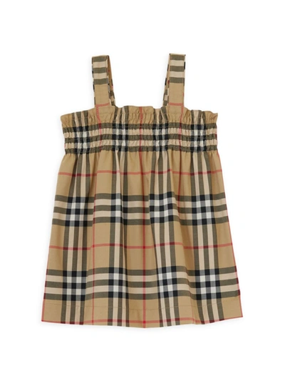Burberry Baby Girls Beige Checked Dress In Archive Beige Check